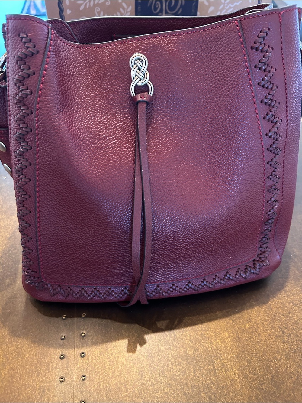 Brighton Chili Pepper Leather Shoulder Bag with Tassel Accent